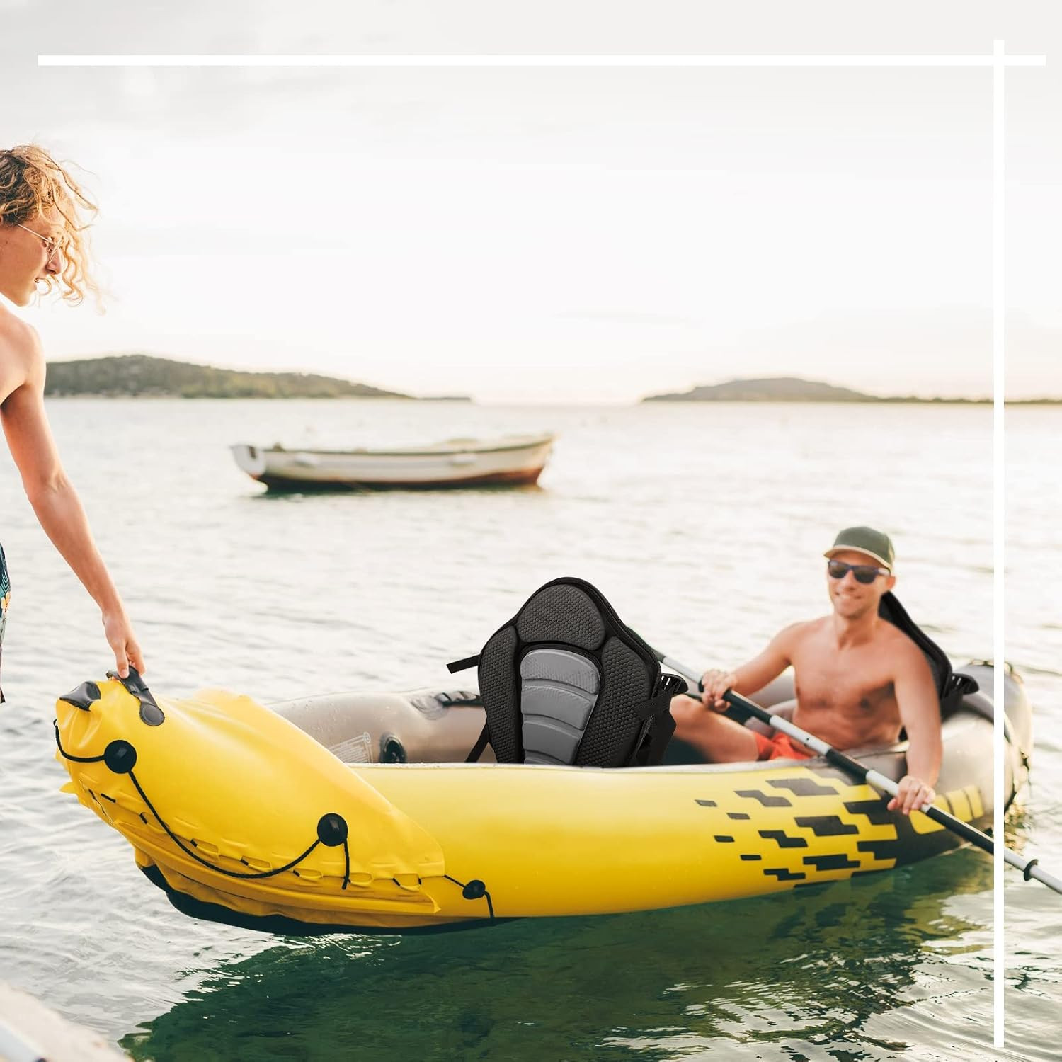 2 Pack Kayak Seats with Back Support Adjustable Sit on Top Padded Boat Seat with