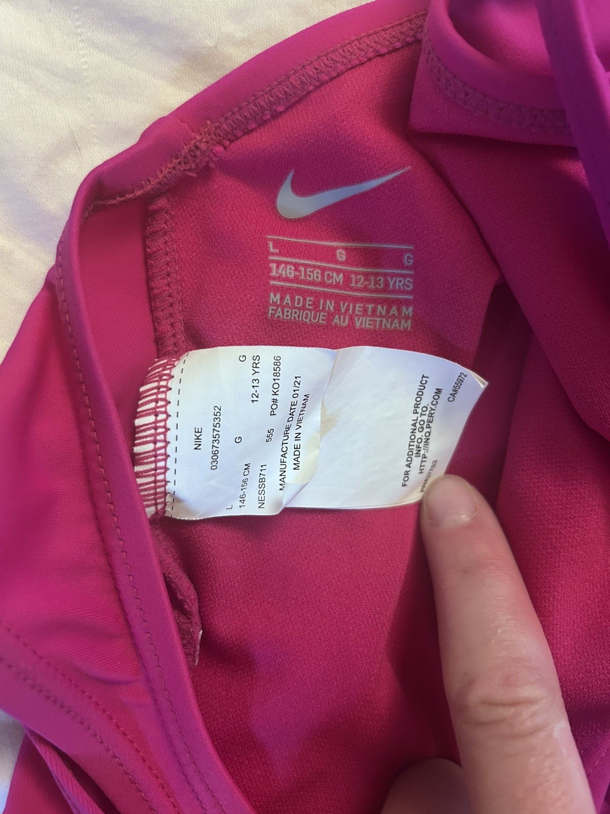Nike Swim Girls’ Essential Racerback One Piece Pink Prime, Size 12-13 Years Old