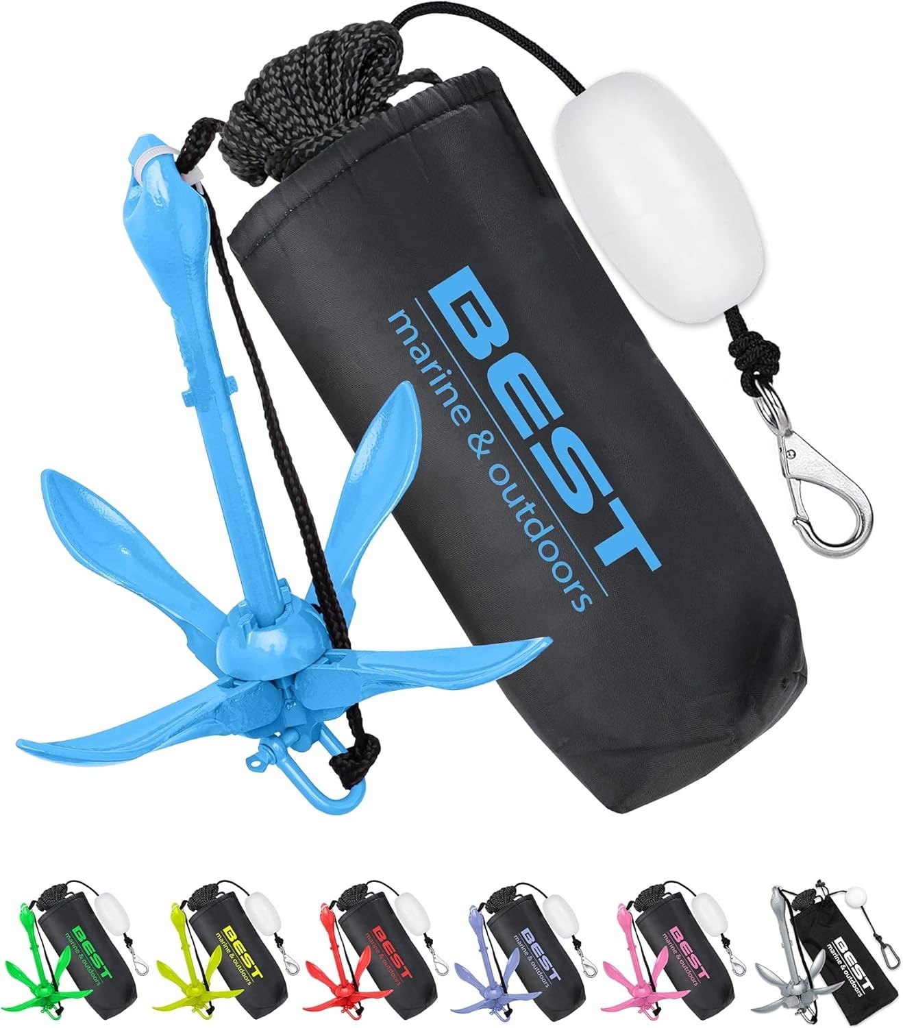 3.5 Pound Folding Kayak Anchor Kit for Secure Hold in Various Water Conditions