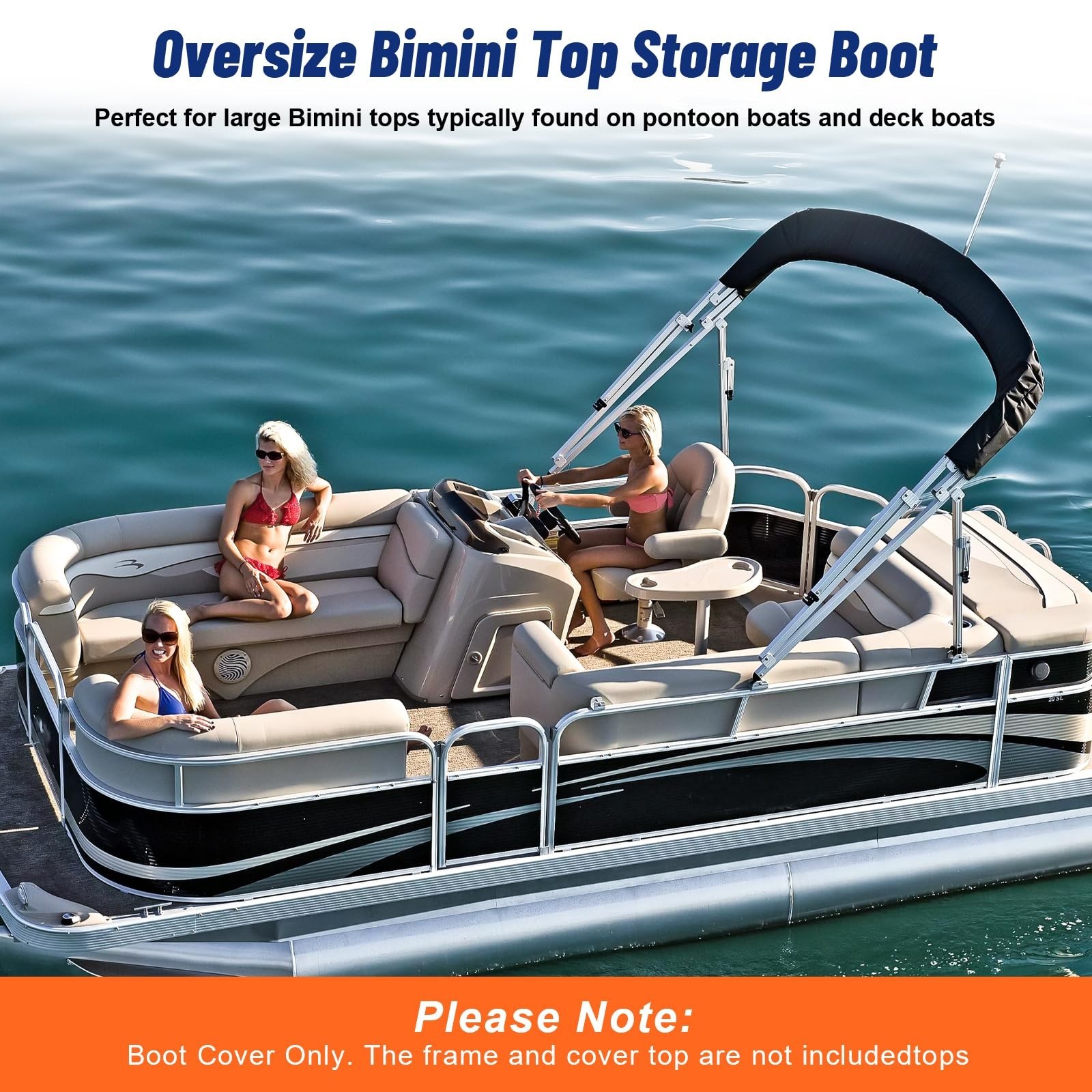 Oversize Bimini Top Storage Boot Cover, Fits up to 103″ / 8.5′ Wide, Heavy Du…