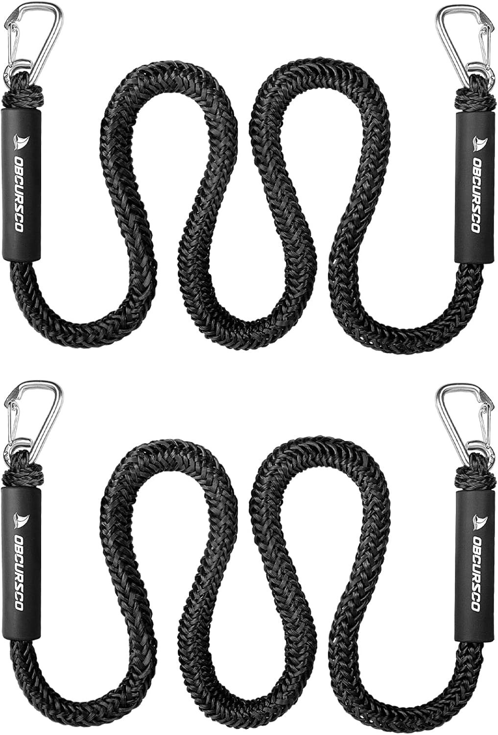 Bungee Dock Lines – Jet Ski Rope with Double 316 Stainless Steel 4-5.5ft Black