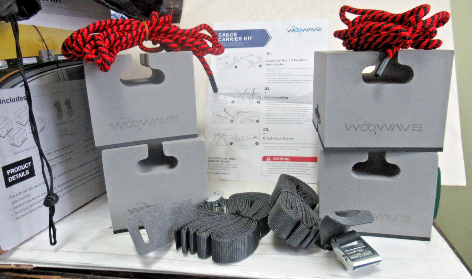 WOOWAVE RACK4S CONOE Carrier Universal Soft Standard Foam Block Roof Rack KIT
