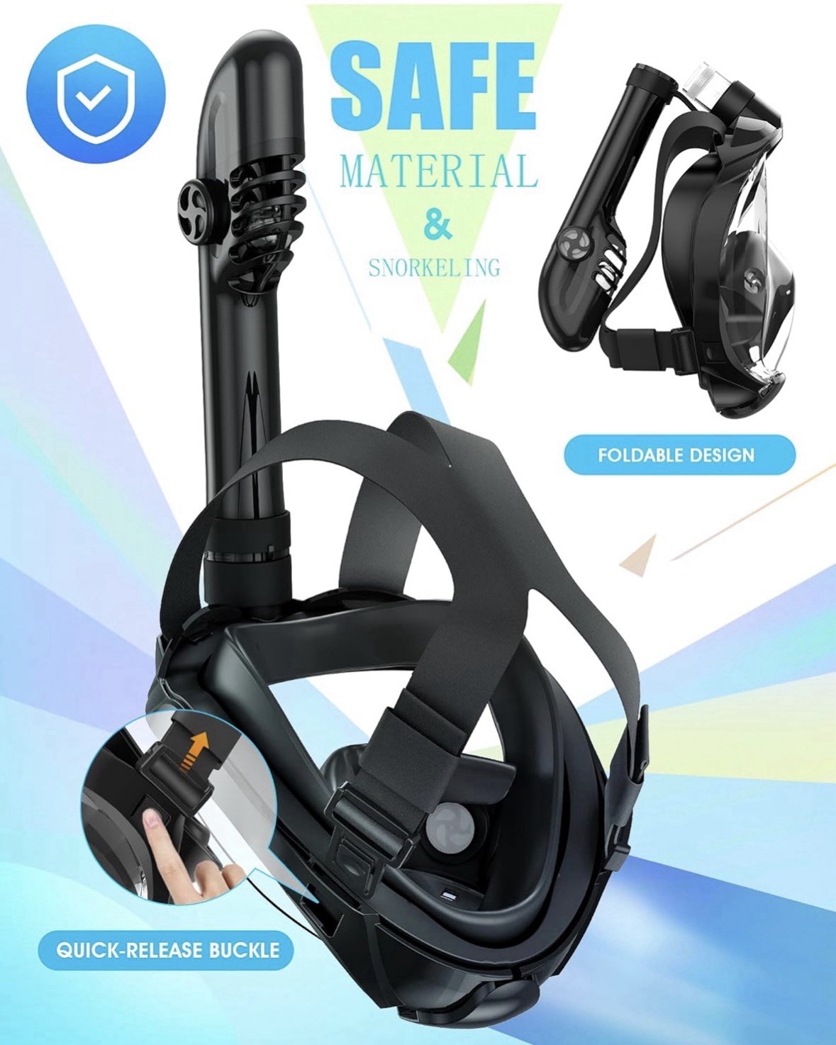 G2 Full Face Snorkel Mask with Latest Dry Top System,Foldable 180 XL