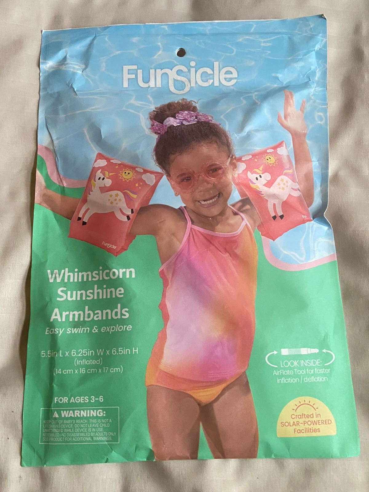 NIP Funsicle Inflatable Pool/Water Unicorn Arm Bands/Armbands Boys/Girls Age 3-6