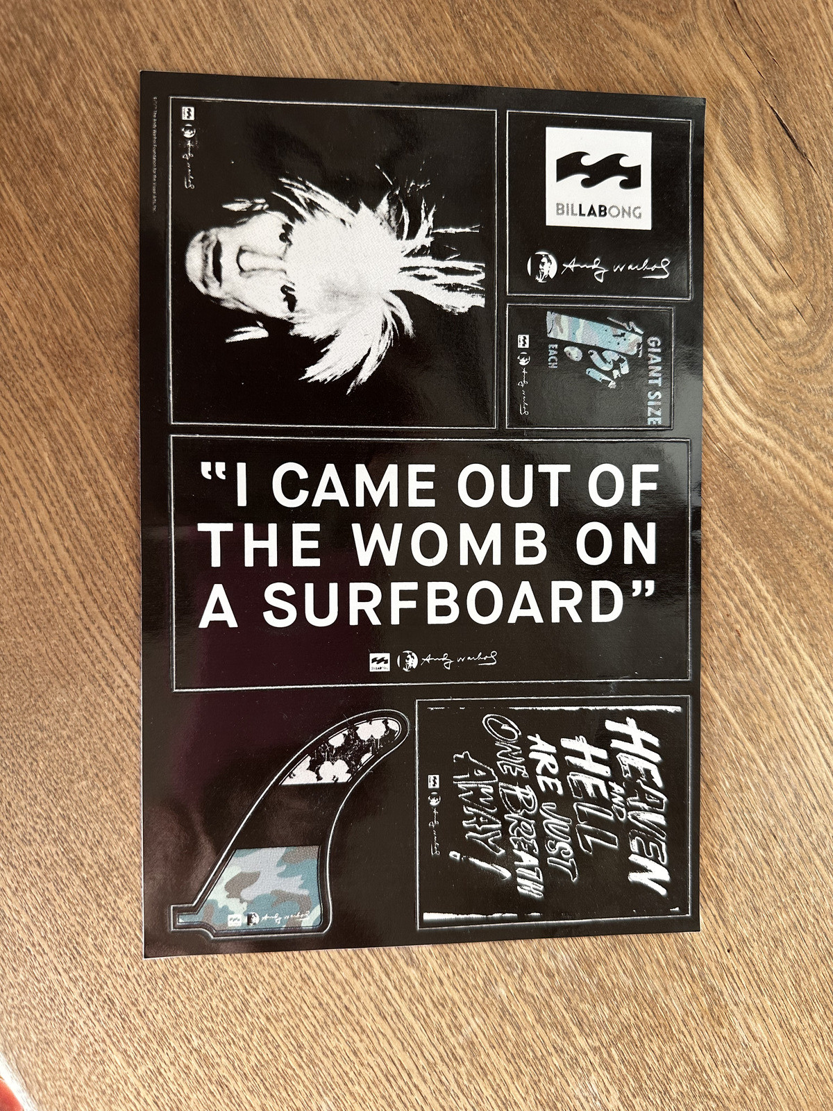Andy Warhol 80’s Vintage Surfboard STICKER SET Billabong I came out of the womb