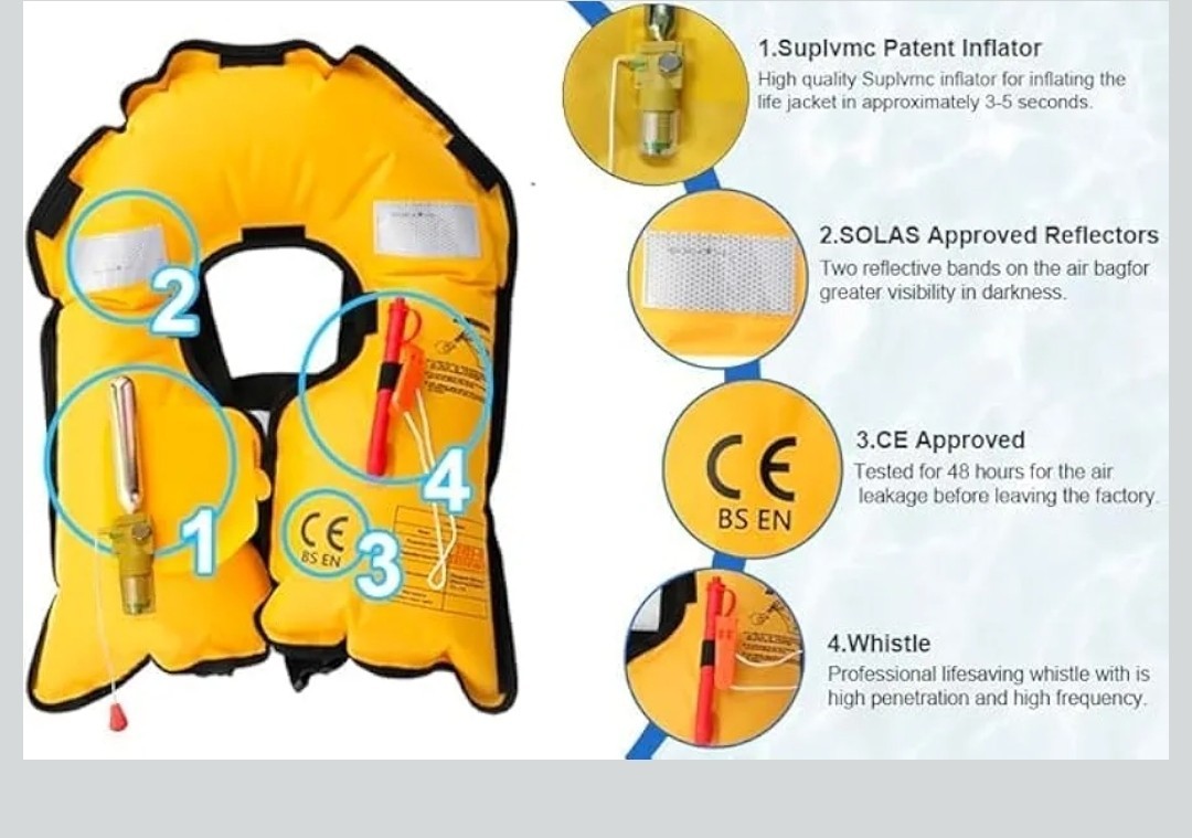 automatic Inflatable Life Jacket/Kayak Buoyancy Vest | Fishing Sailboat 3-5 sec