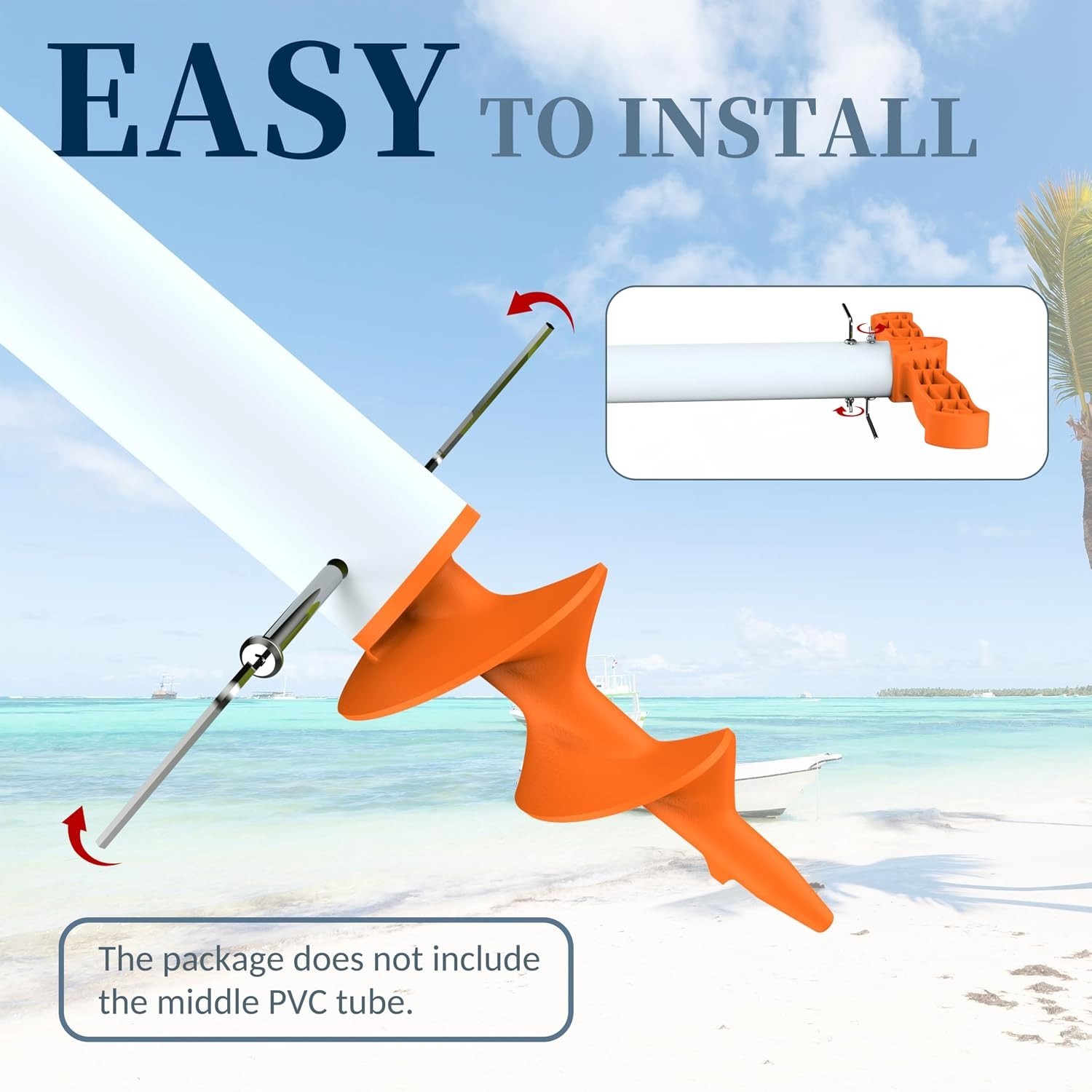 Sand Dock Auger Kit for PVC Sandbar Anchors, Fits 1.5″ SCH 40 PVC Tubing (ID 1.5