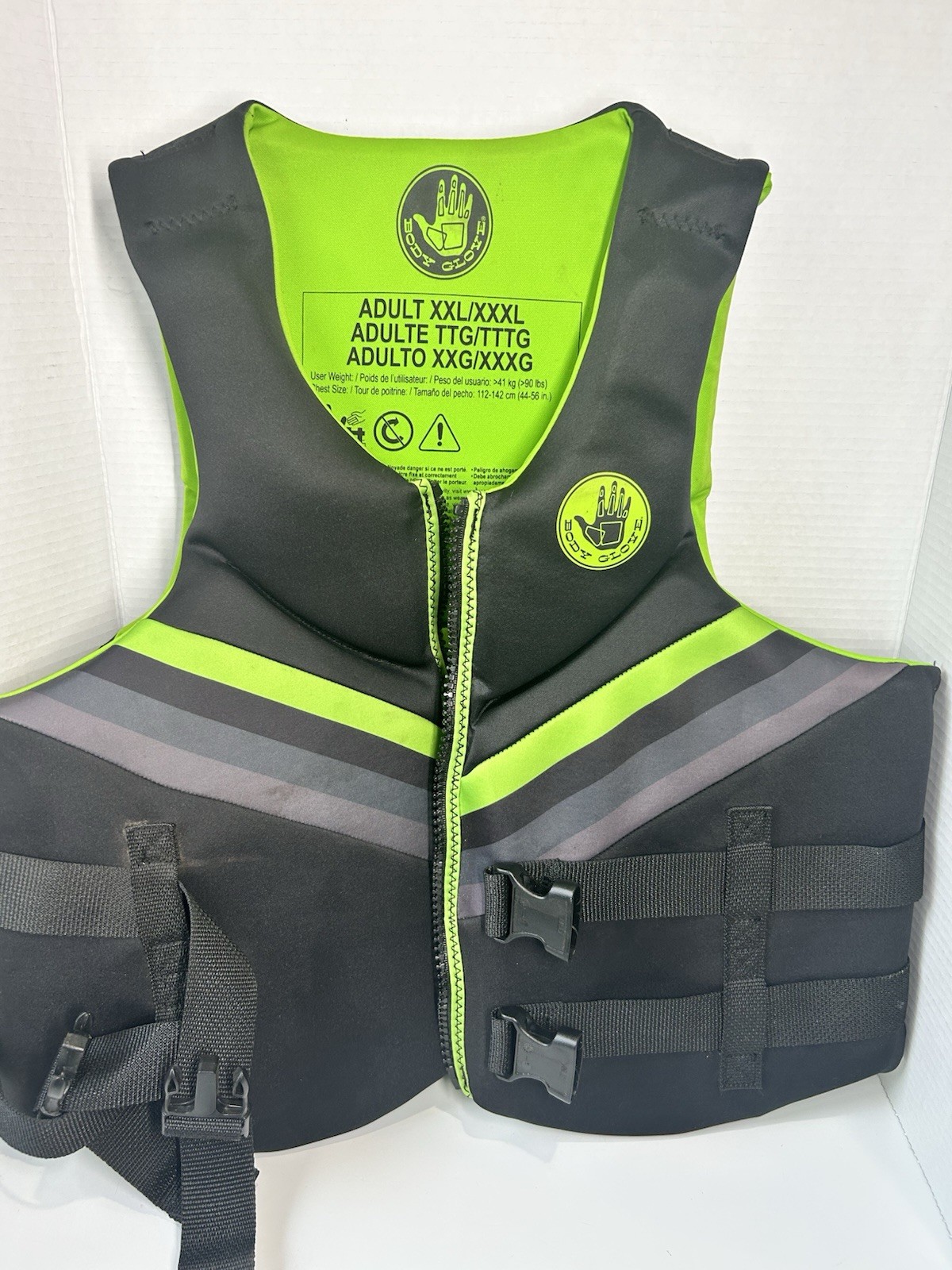 Body Glove Men’s Dual-Size Evoprene PFD, Life Jacket, (Male, Size XL,black Green