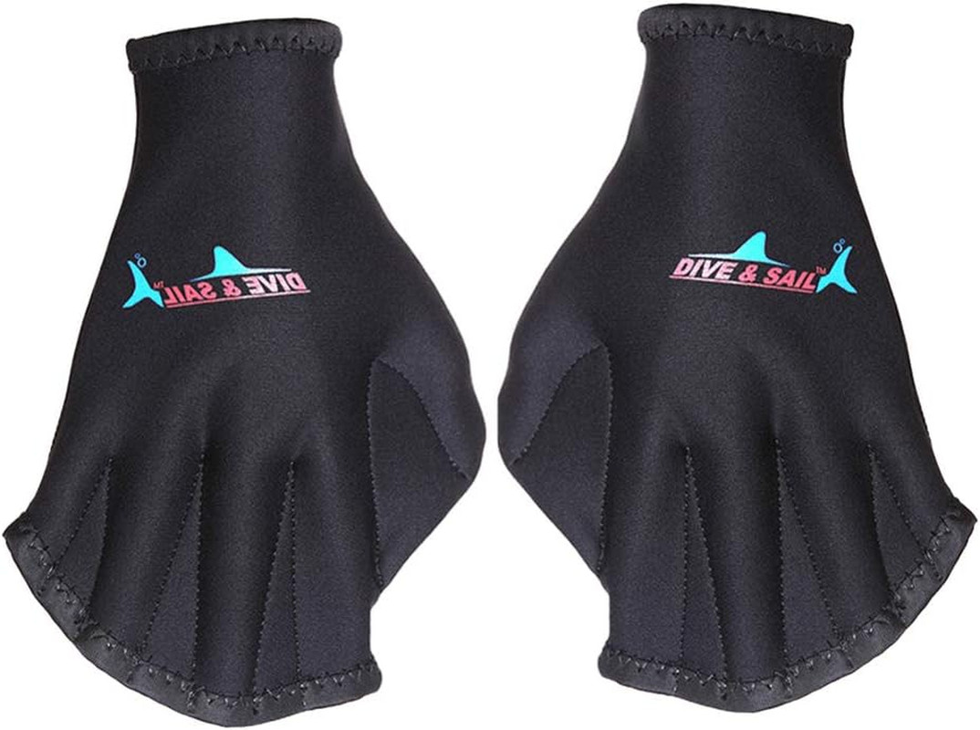 Swimming Aquatic Webbed Gloves Black Aqua Water Training Water Resistance Fit Aq