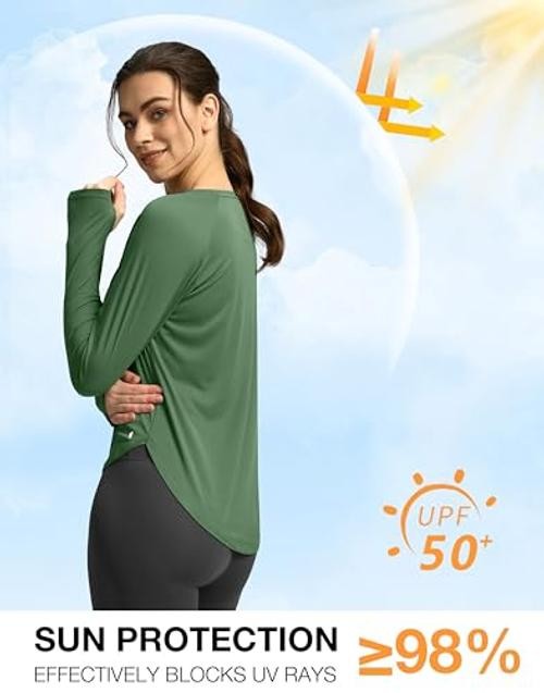 Womens Sun Shirts UPF 50+ UV Protection Lightweight Quick Medium Army Green