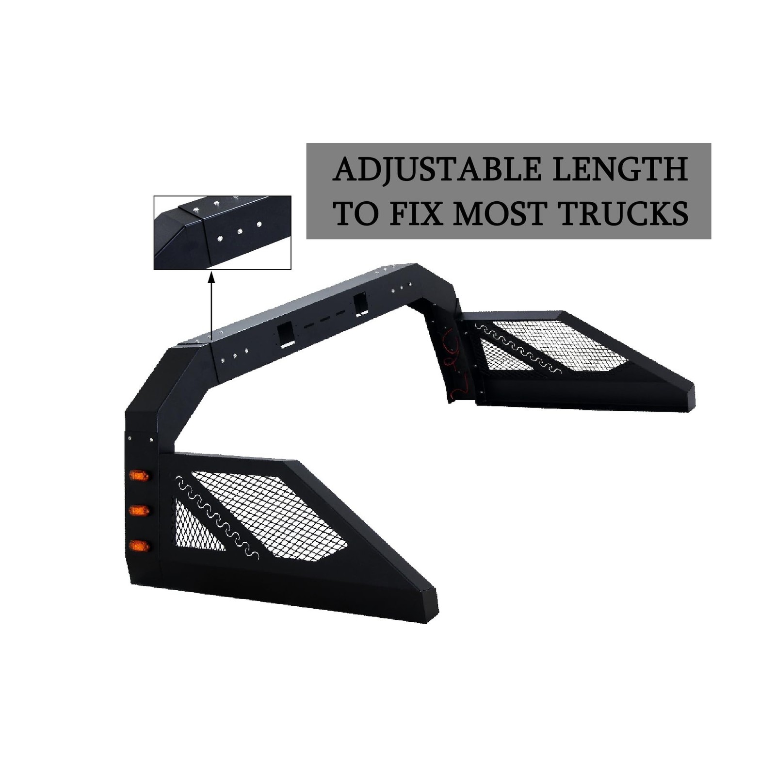 Universal Truck Bed Chase Rack Roll Bar w/ 6 Amber Lights for Pickup