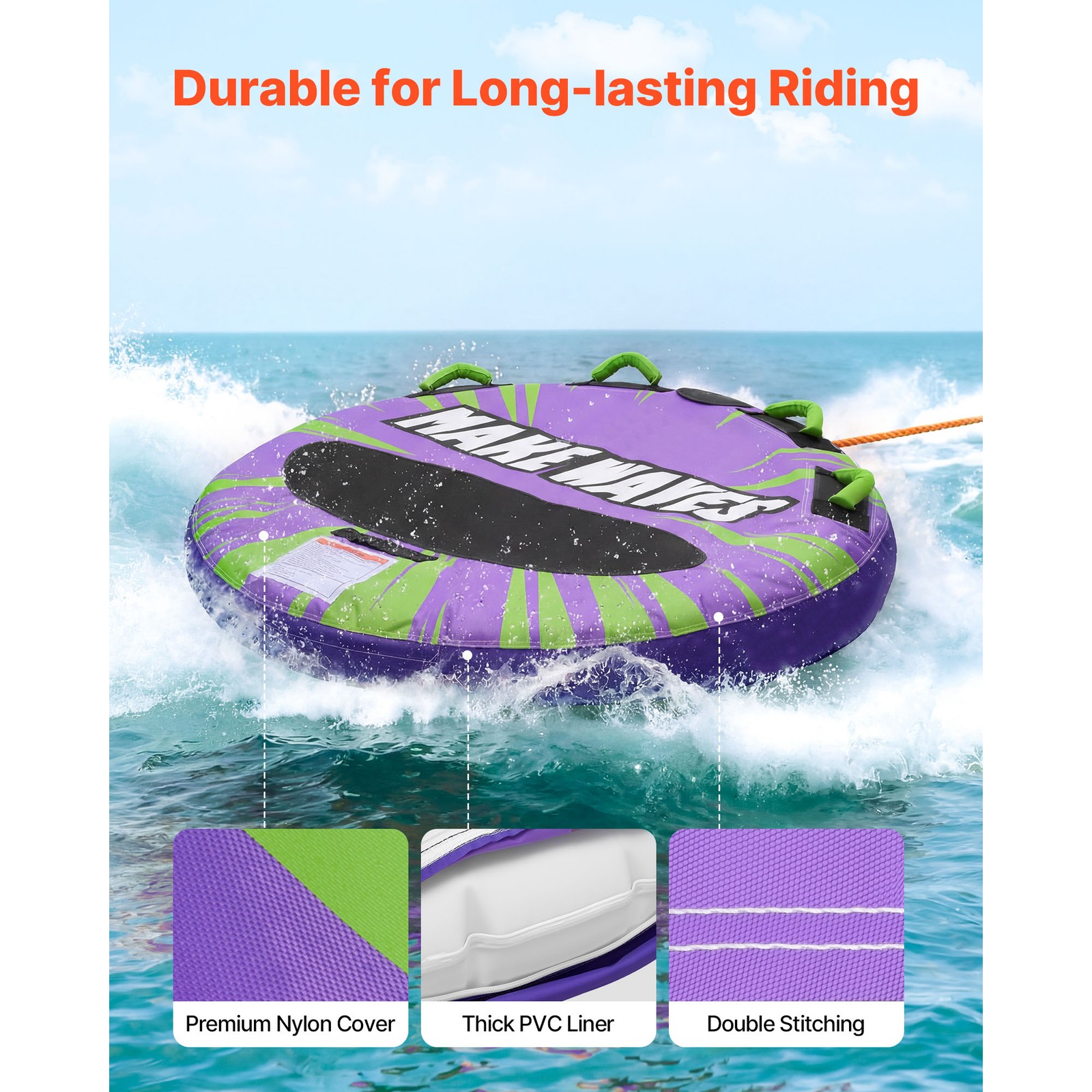 Uimoso Towable Tube for Boating 2-Person Inflatable Water Sport Towable Tube
