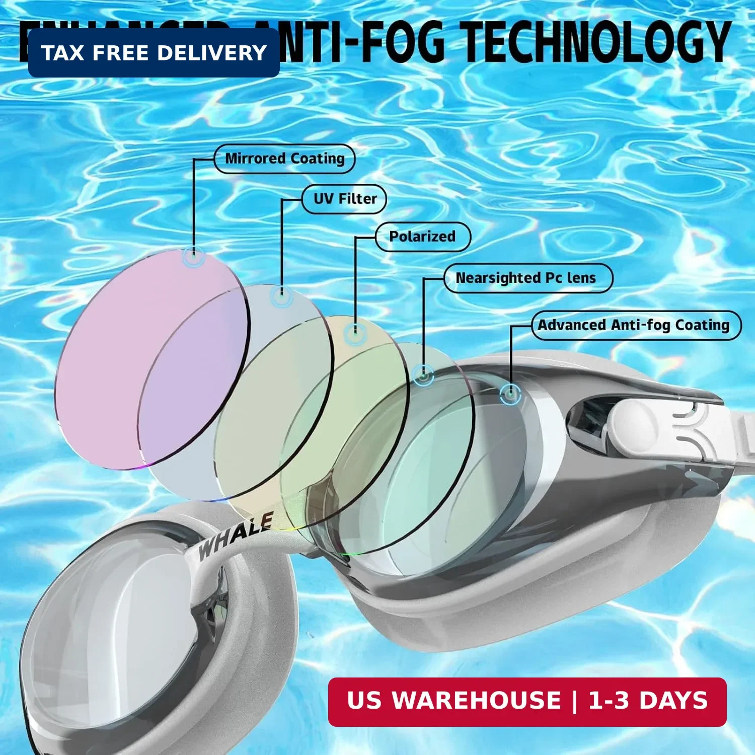 Whale swim goggles HD Anti-fog Swimming Goggles Adults/Youths Both Suitable