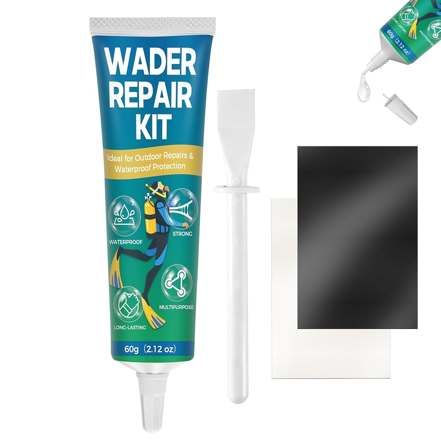 Wetsuit Repair Kit, Wader Patch Kit, Flexible Wader Repair Glue, Durable Wate…