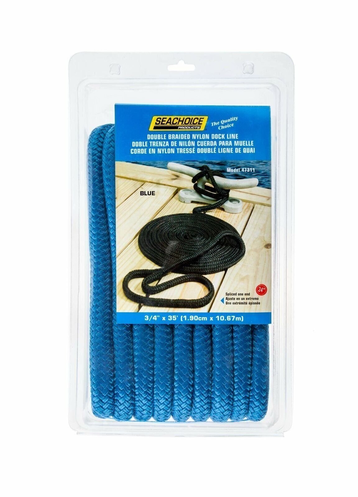 Seachoice 47311 Double Braid Nylon Dock Line, Blue, 3/4-Inch x 35 Feet, 24-In…