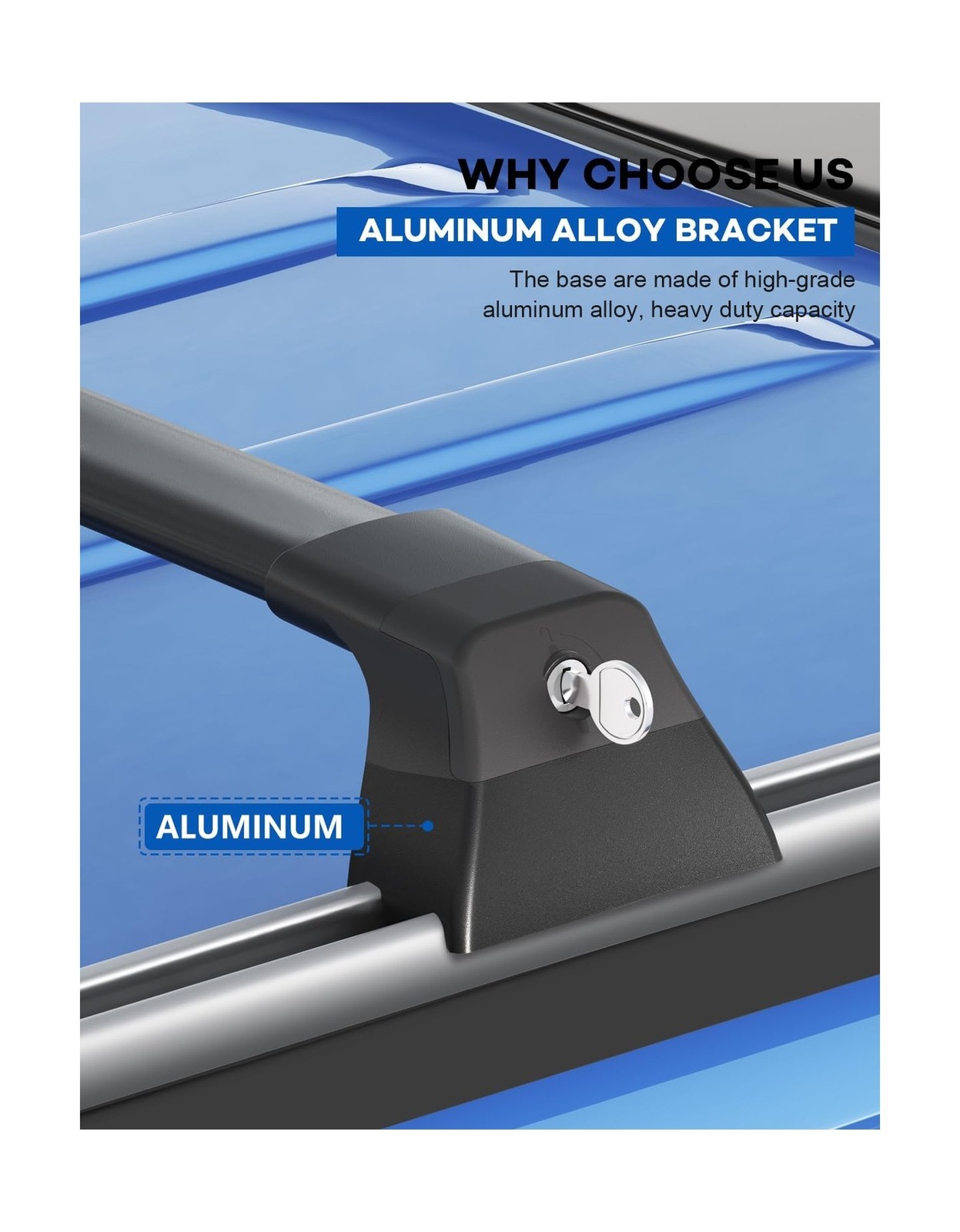 300lbs Lockable Roof Rack Cross Bars Fit For Jeep Grand Cherokee 2011-21