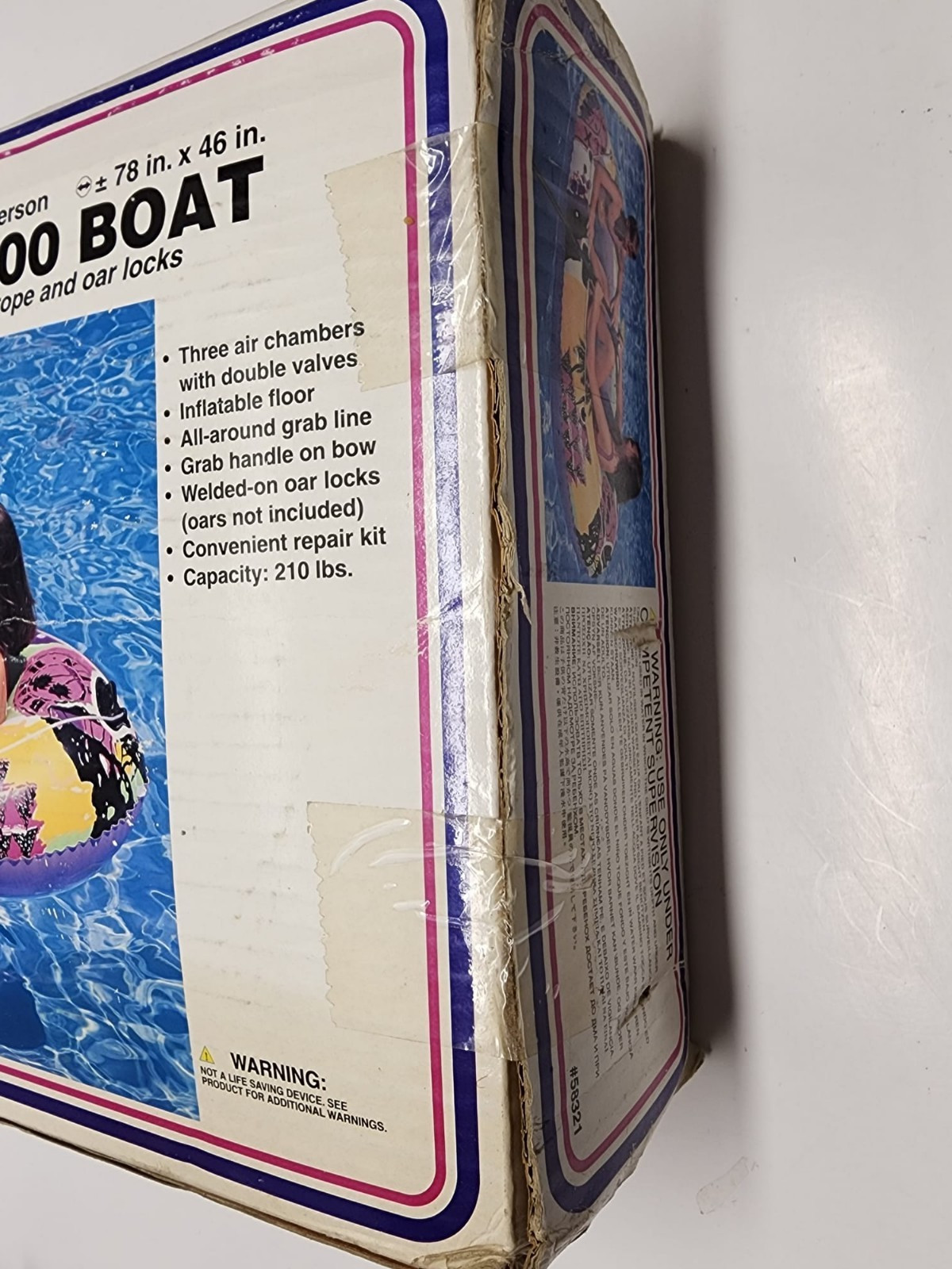 1996 INTEX The Wet Set Club 200 2 Person Inflatable Boat 3 Air Chambers 78×46