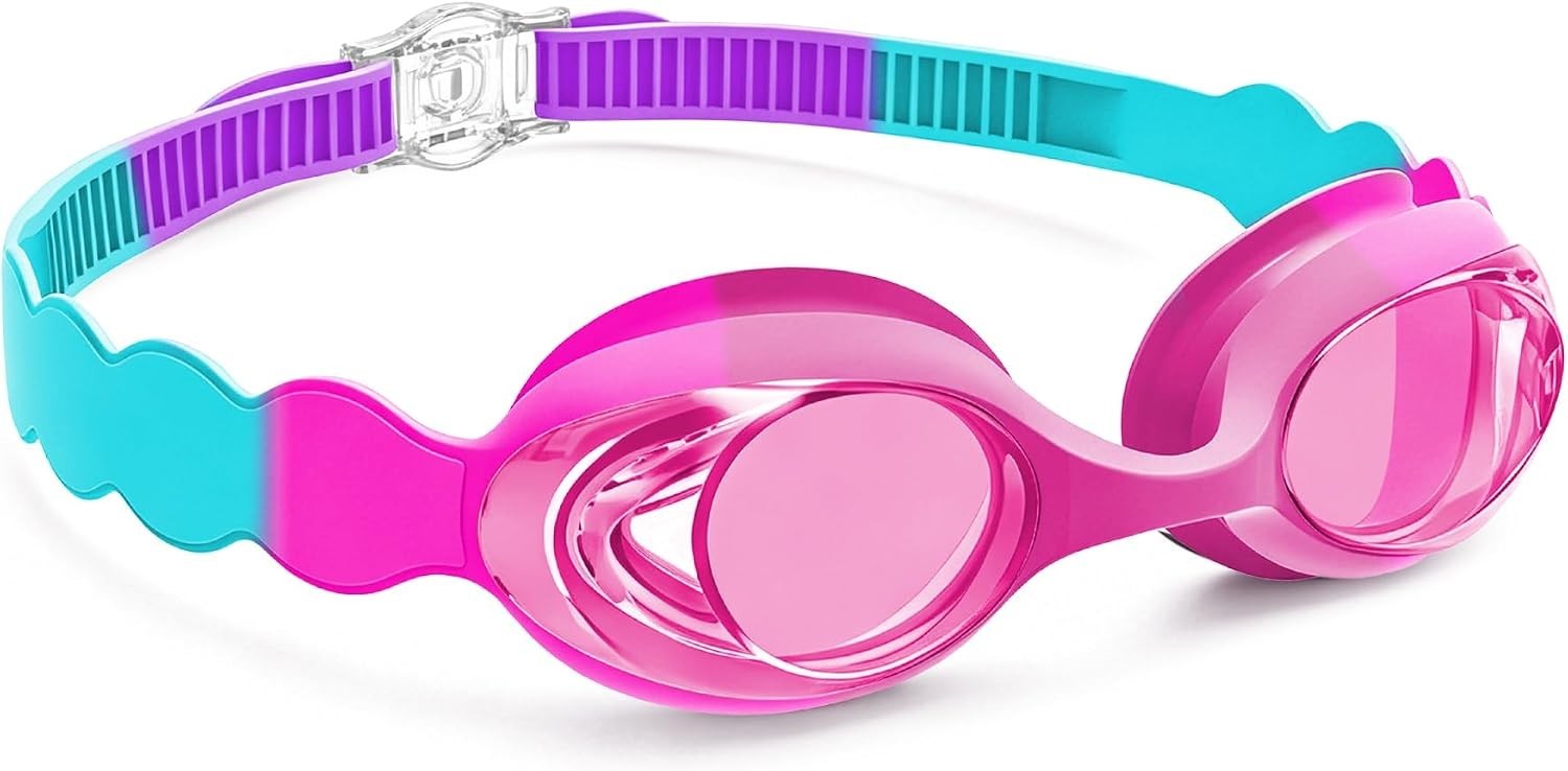 Kids Swim Goggles with Fabric Strap No Tangle Pain-Free, Anti-Fog Swimming Po…