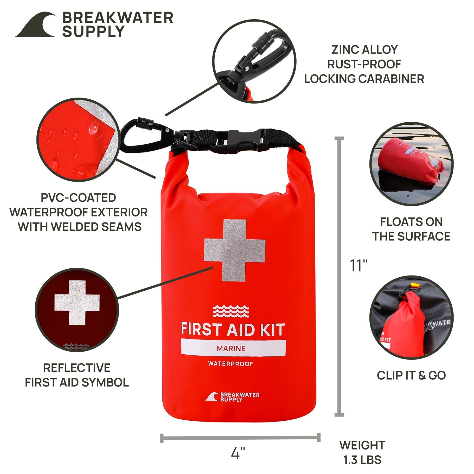 Breakwater Supply Waterproof Marine First Aid Boat Safety Kit, 100 Pieces
