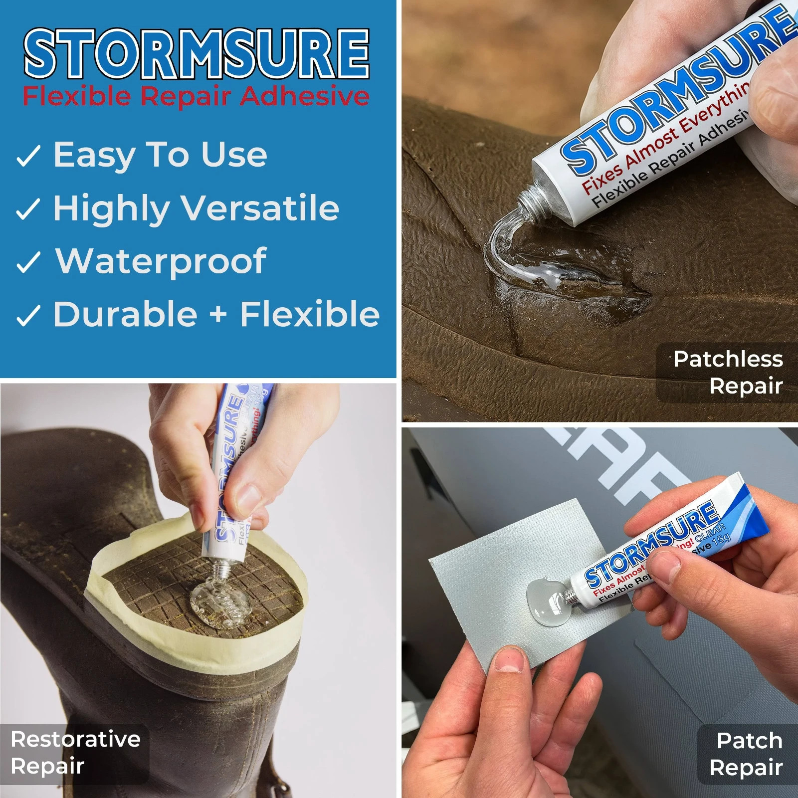Stormsure Flexible Repair Glue Waterproof Adhesive for Wetsuits Inflatables Gear