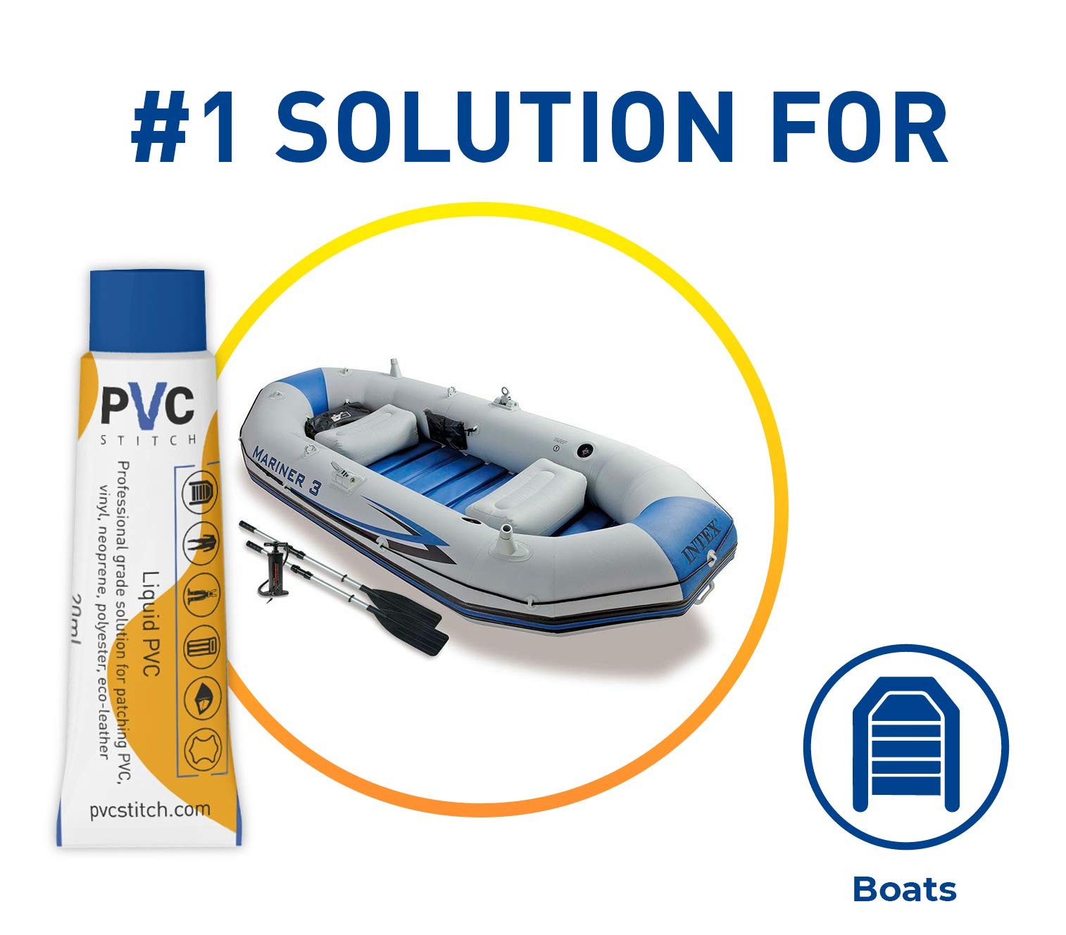 AquaPro Liquid Patch Waterproof Repair Kit for PVC Inflatable Boats, Rafts, I…