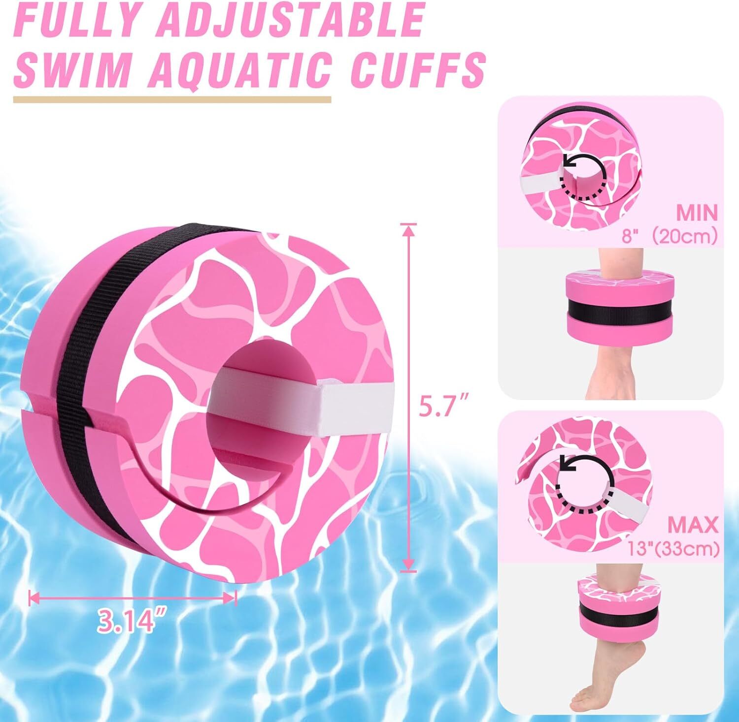 Swim Aquatic Cuffs, EVA Water Aerobics Float Ring Fitness Exercise Weights Set