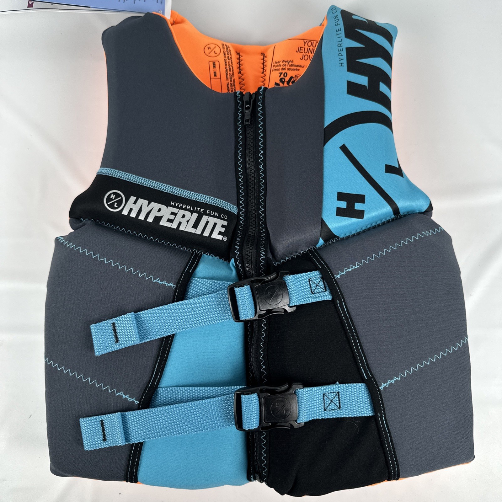 Hyperlite Youth Life Vest, USCG Approved (55-88 lbs) Blue Black