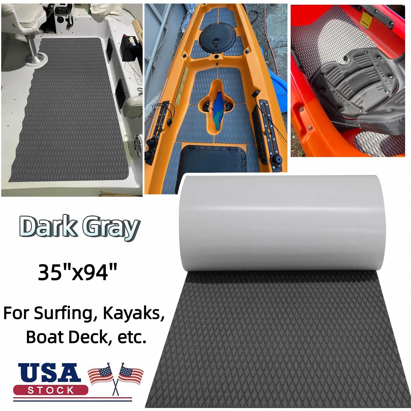 Surf Traction Pad Teak Marine Kayak Flooring EVA Foam Boat Decking Mat 35”x94”