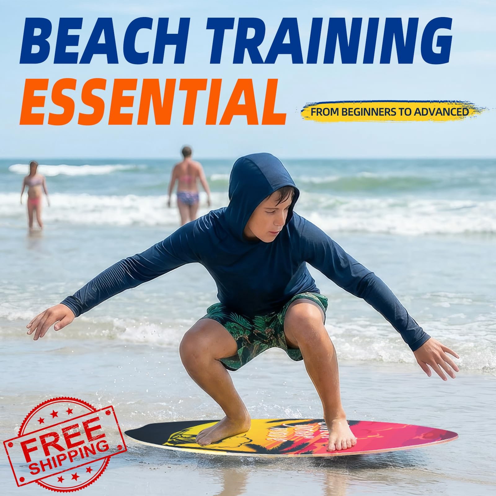 Eliwdshen Skimboard Orange 35 inch Kids Adults