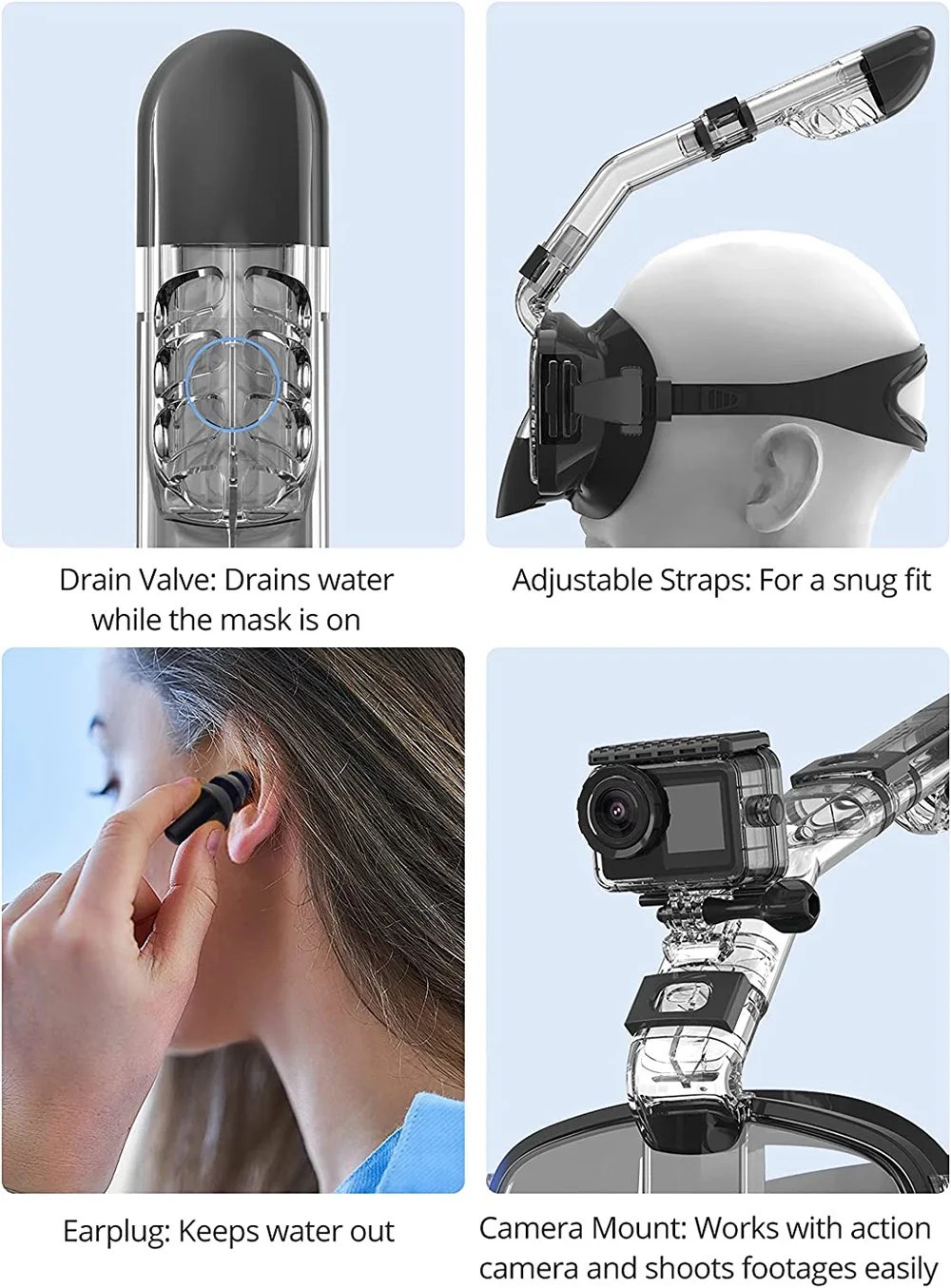 Adult Snorkel Set Mask Anti-Fog Panoramic Tempered Glass Diving Gear