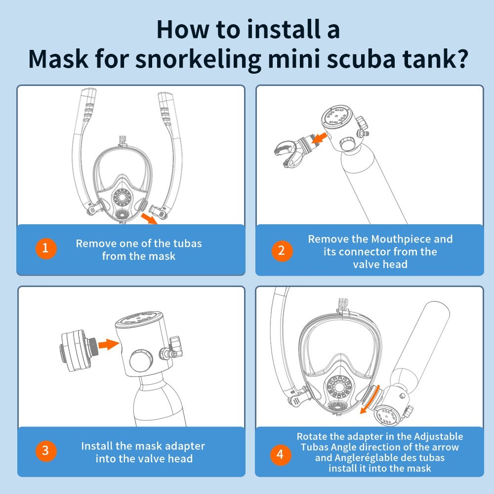 0.5L Lung Tank Scuba Tank with Diving Mask,Portable Kit for Pool Freediving