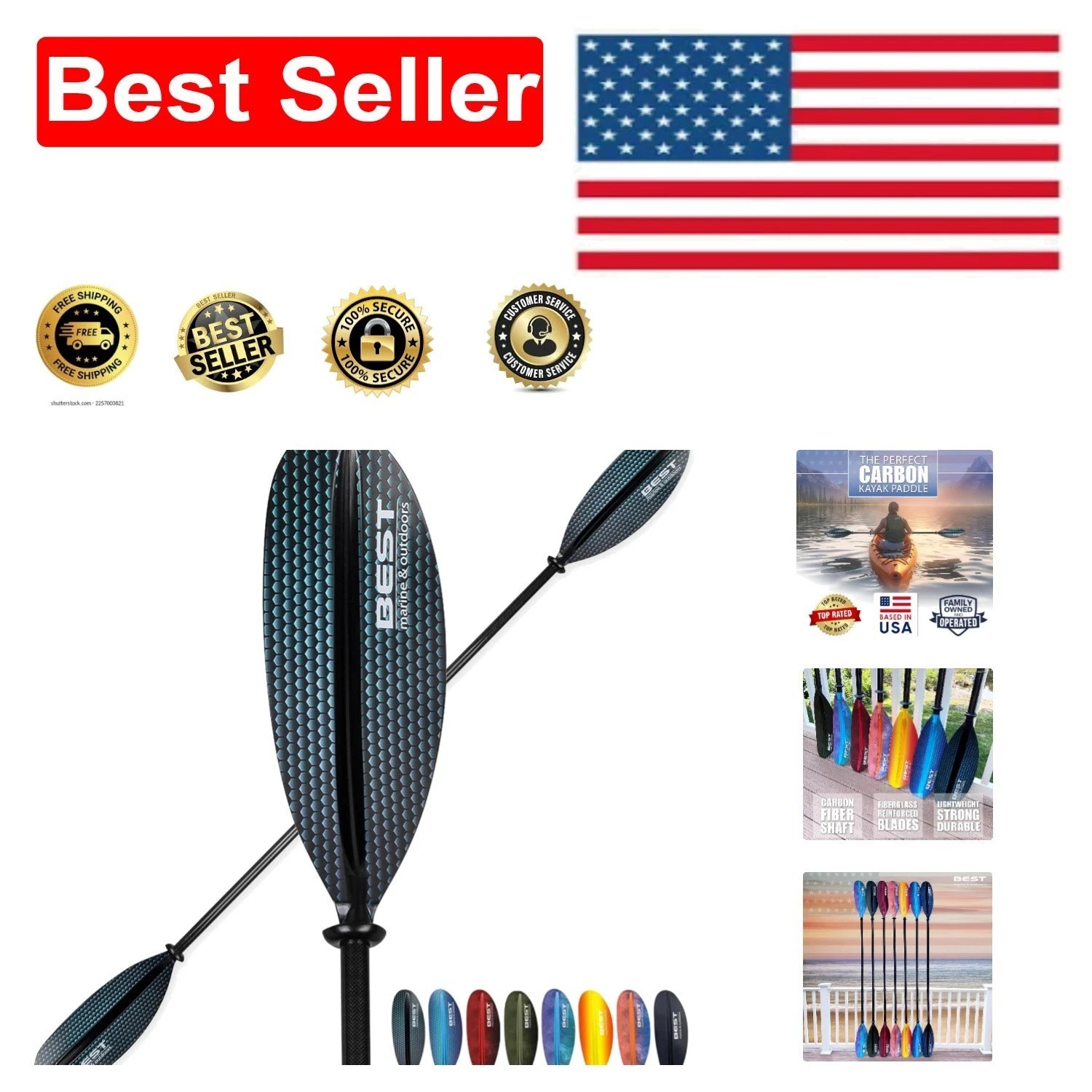 Efficient Carbon Fiber Kayak Paddle 234cm – Lightweight & Adjustable Feathers