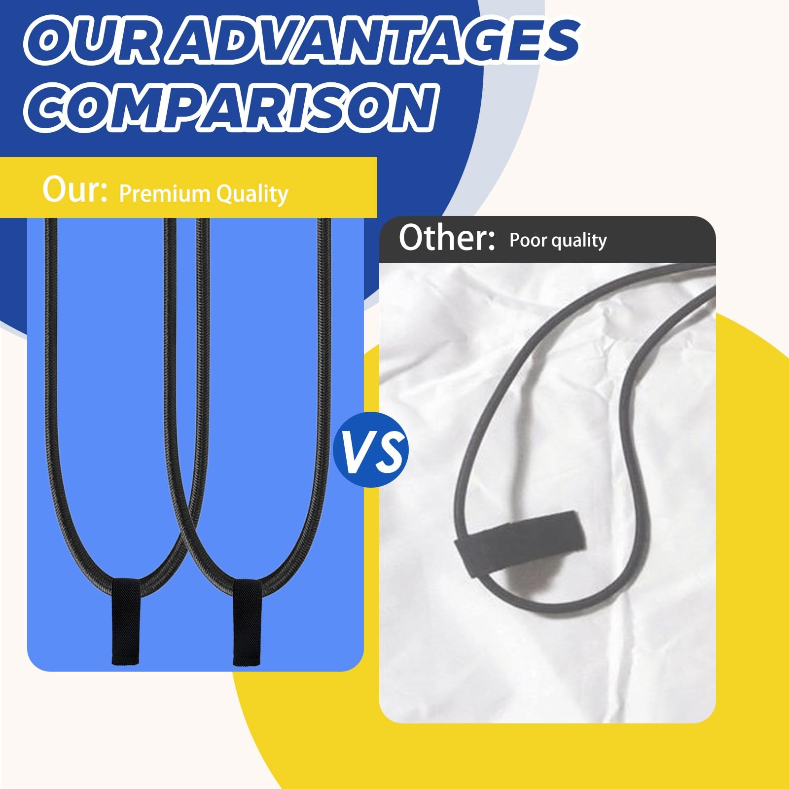 2 Pcs Replacement Wakeboard Tower Rack Bungee Cord Strap with Pull Tab, Wakeb…