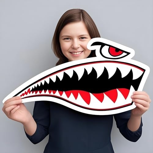 Waterproof Shark Teeth Decals for Kayaks & Fishing Boats – PVC Stickers, 18″