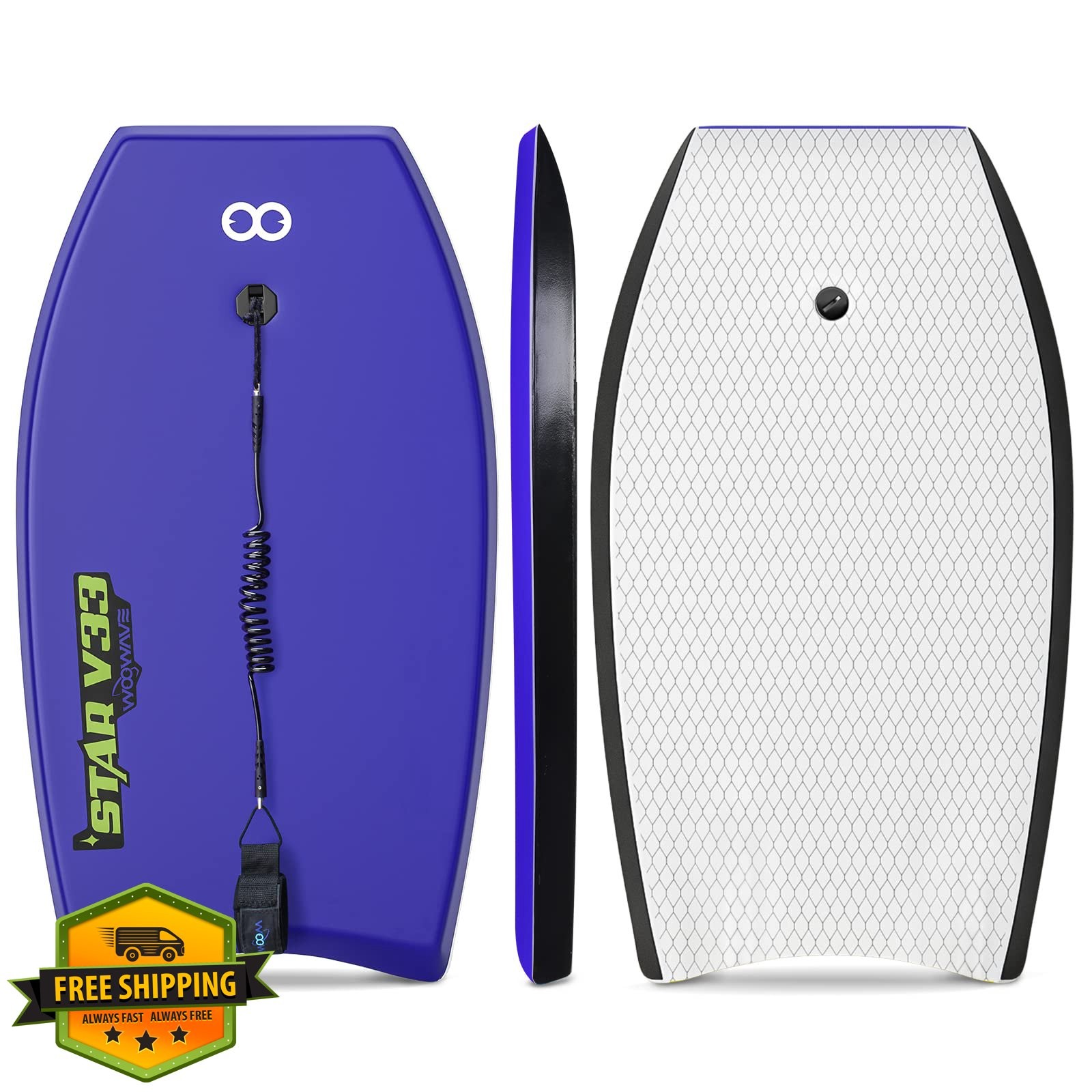 WOOWAVE 33inch Blue Bodyboard
