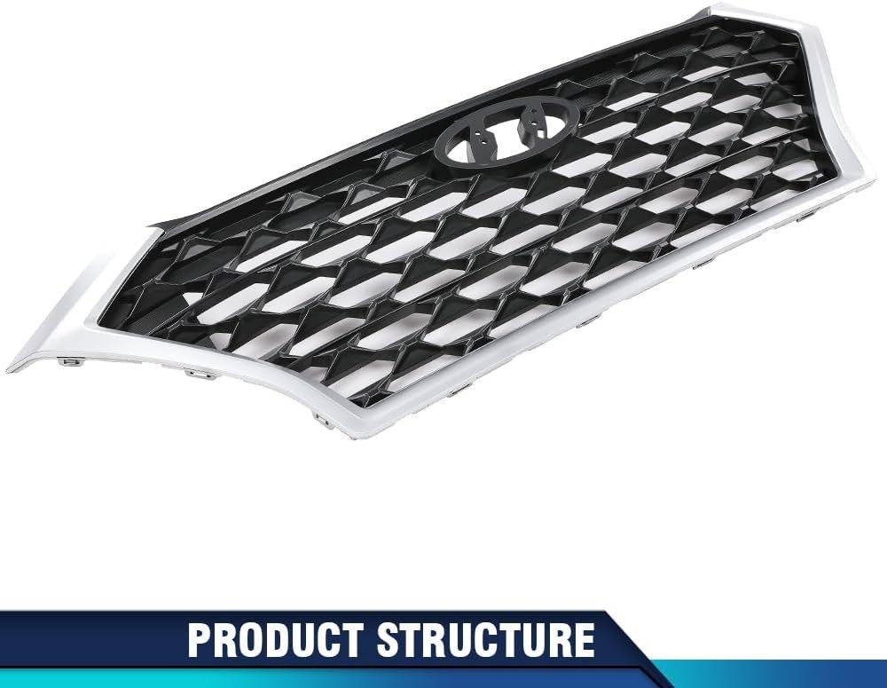 Front Upper Grille Fit Hyundai Tucson 2019-2021, Chrome/Black | Fit 2019-2021