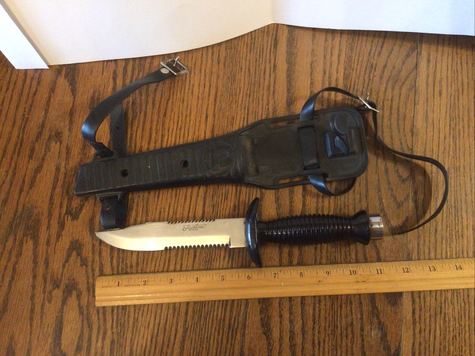 Eternal Diving Knife w/rubber sheath,Stainless Steel made Japan,used condition