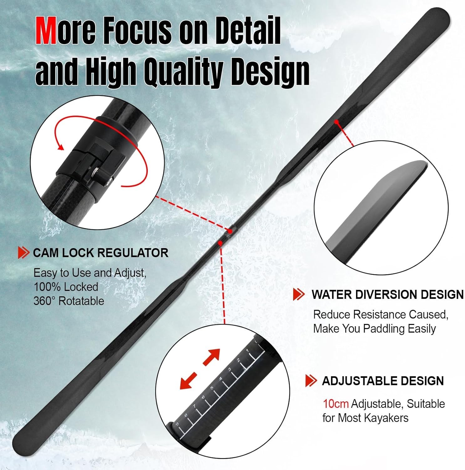 Kayak Paddle Lightweight Full Carbon Fiber Greenland Paddle with Paddle Bag, …