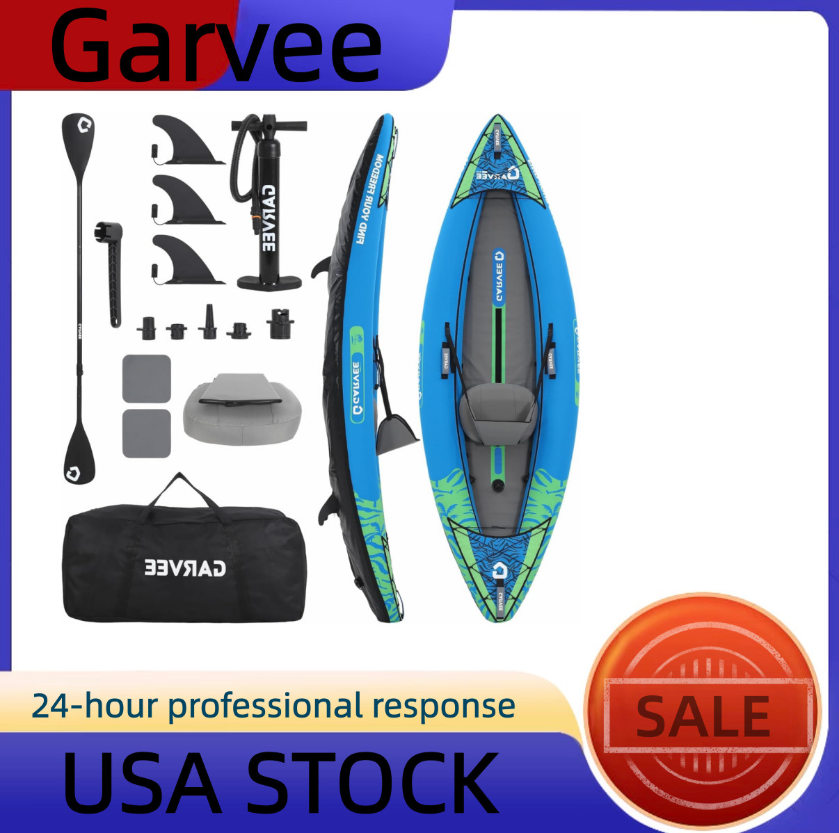 🔥2 Person Inflatable Kayak, 400LBS Heavy Duty PVC Blow Up Boat with Paddles EVA