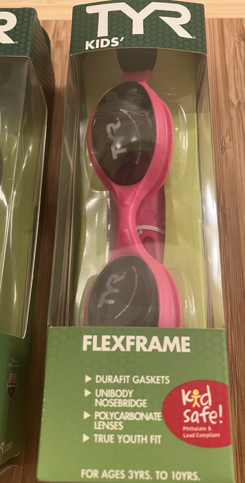 2 PACK TYR Kids Swim Goggles: 1 Swimple-Mirrored/Grey & 1 Flexframe-Tinted/Pink