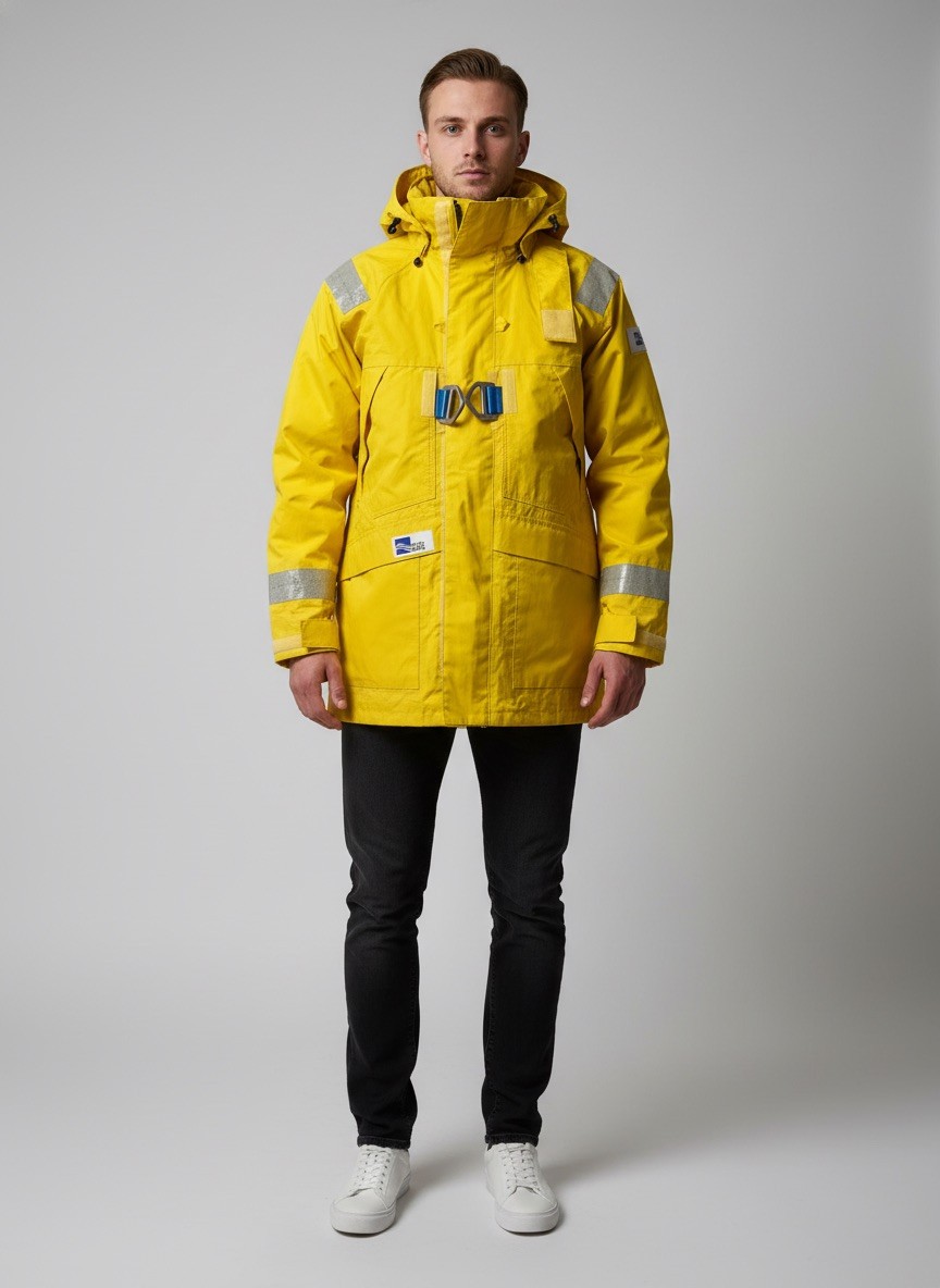 Vintage Henri Lloyd Sailing Jacket Heavy Duty Foul Weather Gear Yellow Size S