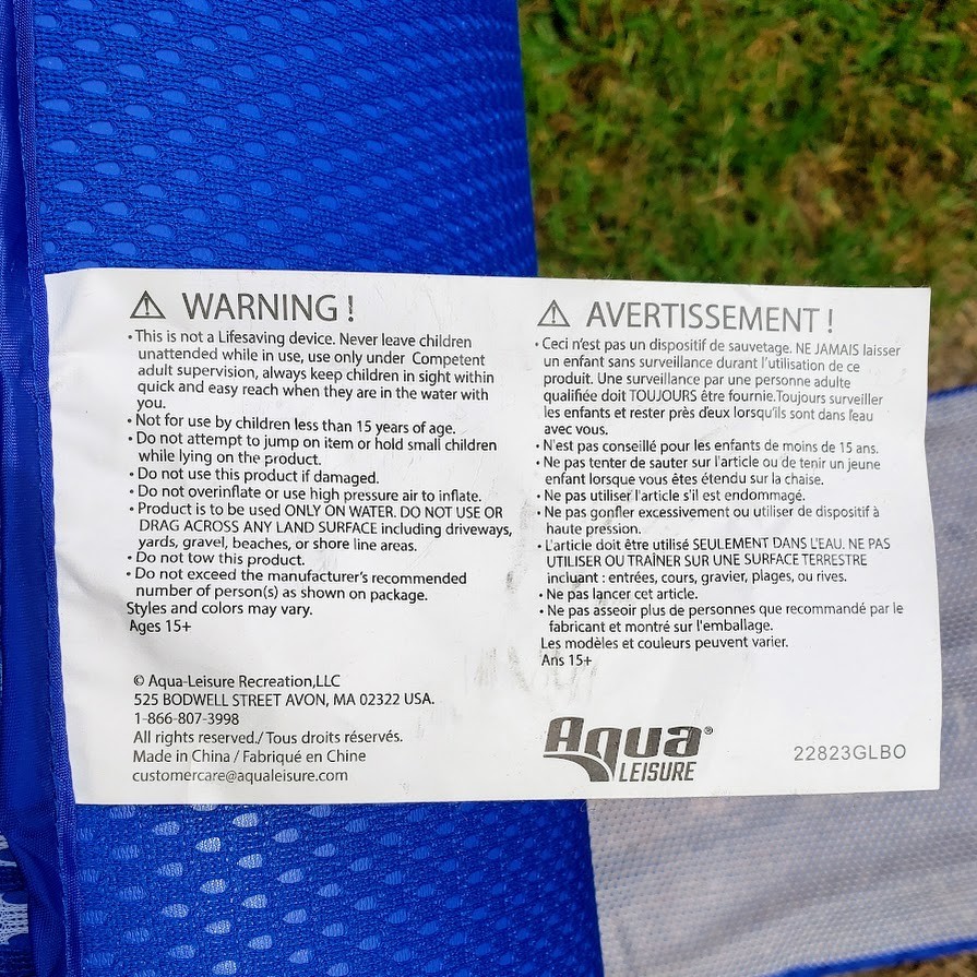 Aqua 3-in-1 Pool Float Lounge Chair Inflate Mesh Hammock Blue Floral Pineapple