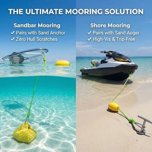 Kayak Tow Line,Drift Sock Anchor Rope for Fishing Boat,Buoy 20ft Yellow/Green