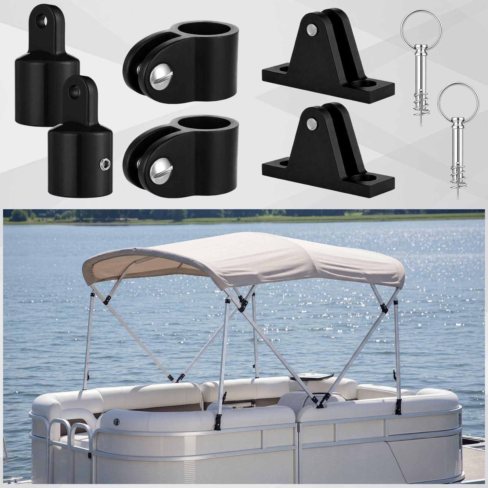 ElaraBerry 6 Pack Boat Bimini Top Hardware Marine Grade Nylon Slide Cap black