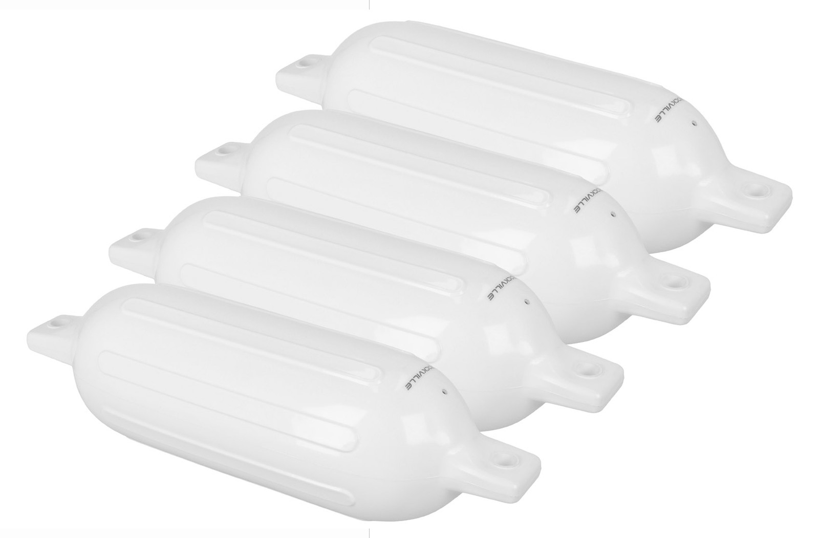 Rockville FEN465-WHITE Boat Fender Package 4 Bumpers 6.5″x23″, 4 Covers, 4 Lines