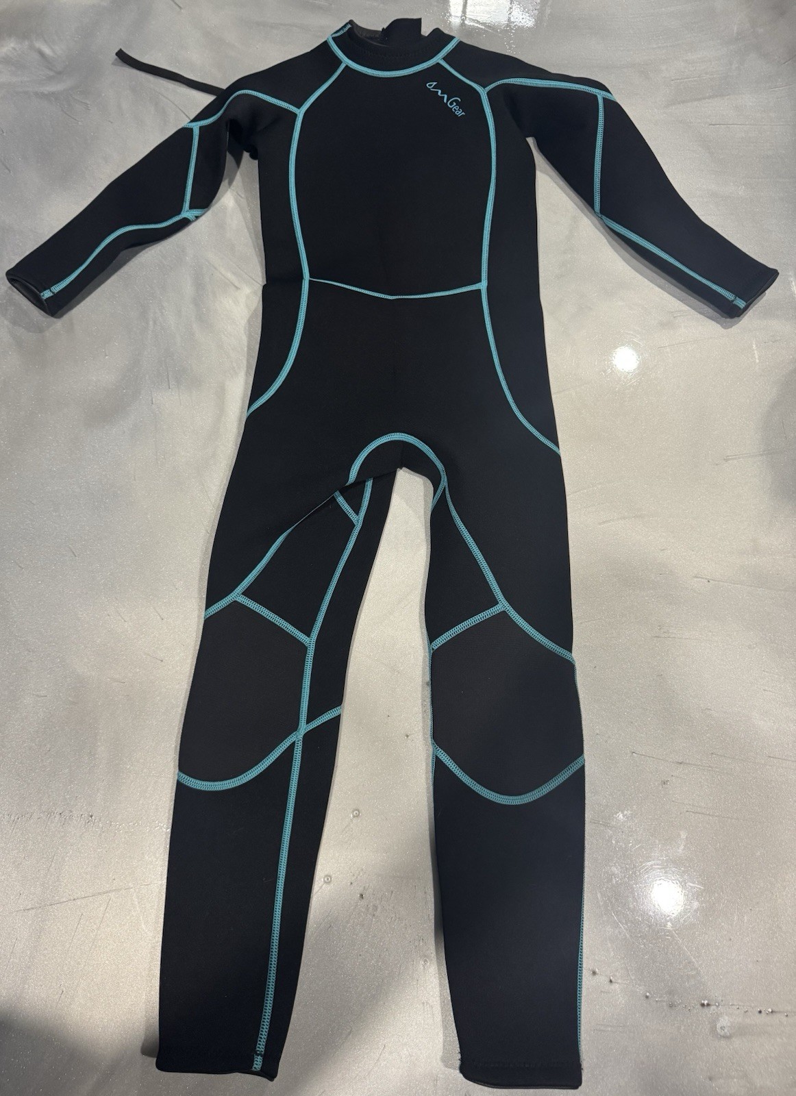 OMG Gear Youth Full Wetsuit Black Teal Neoprene Surf Swim Sz XS/S