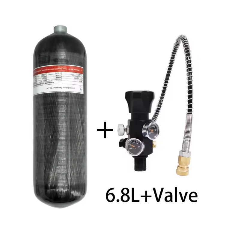6.8L Carbon Fiber Cylinder Air Tank HPA Fill Station Scuba Diving 4500PSI 300BAR