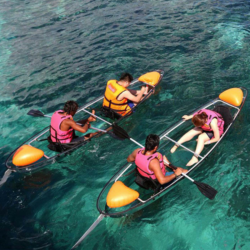Clear Transparent 2 Person 11ft. Kayak Canoe With Colorful LED Lights NEW