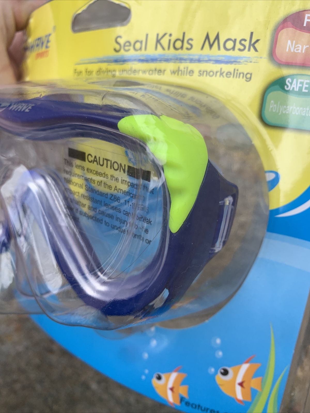 Wave Sports Ages 3 to 6 Snorkeling Seal Kids Mask Green Narrow Fit