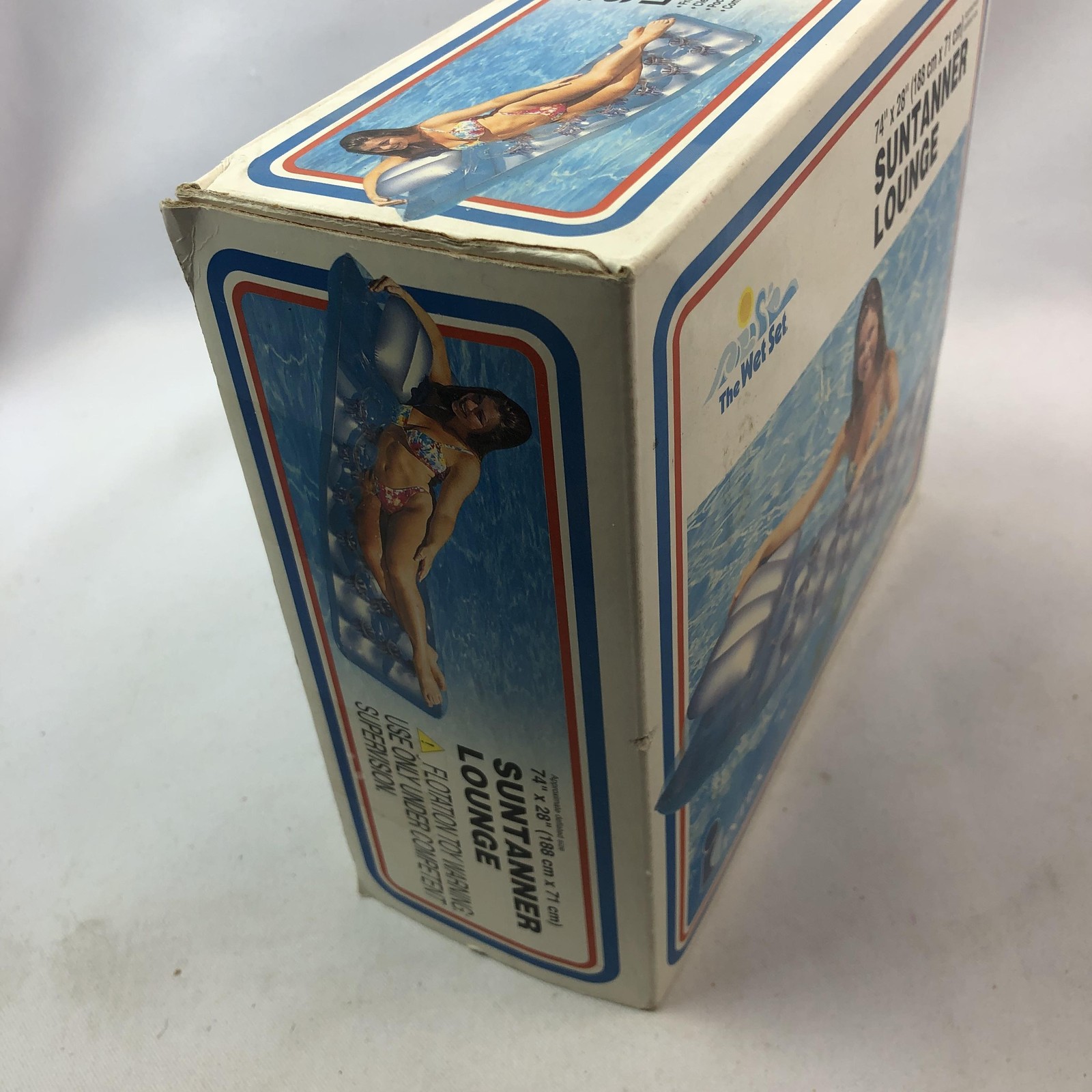 Vintage Intex The Wet Set Suntanner Lounge 74×28 Blue Inflatable Pool Raft 1999